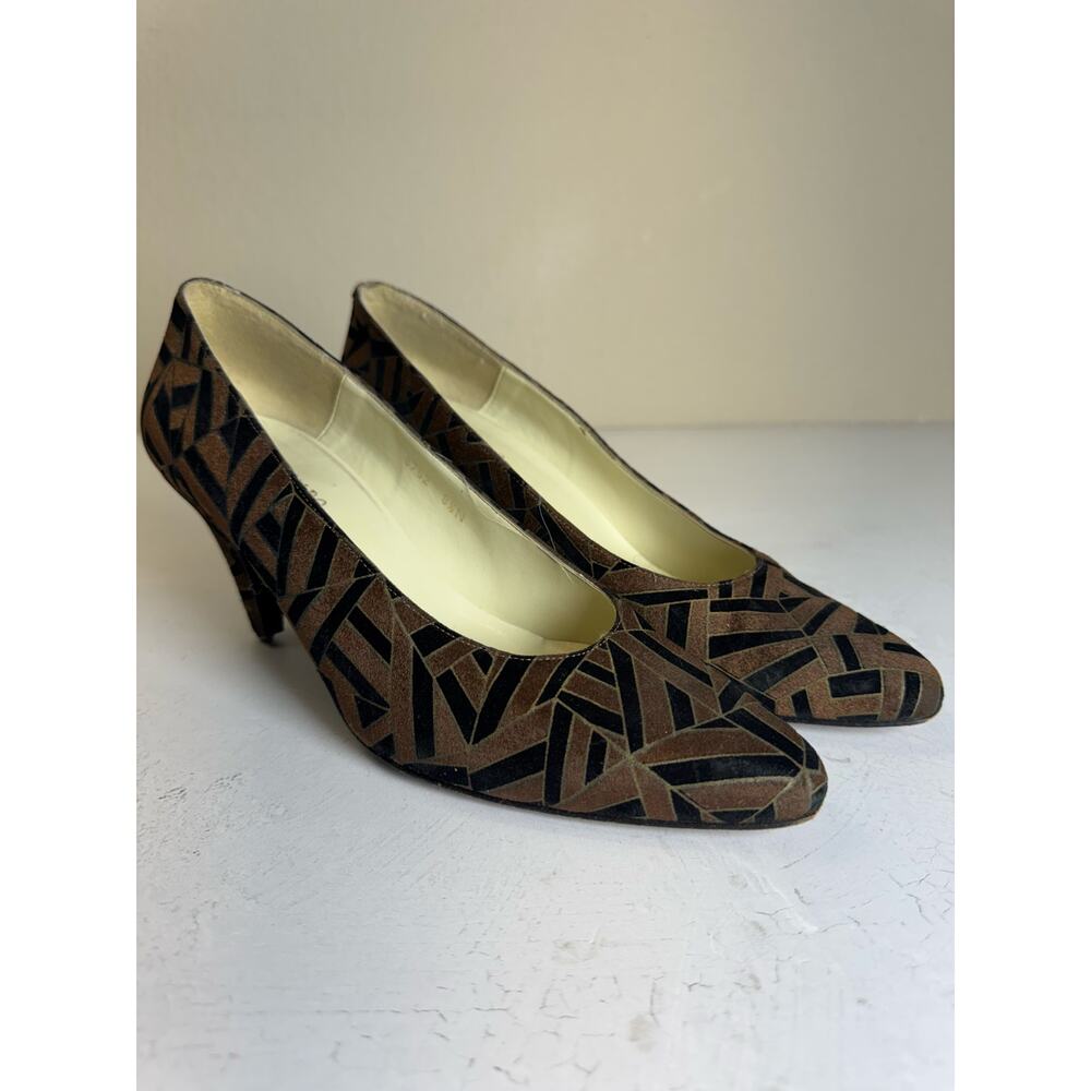 Vintage Arnoldo Marcella Handmade in Spain Suede Geometric Pumps‎ Heels Size 8N